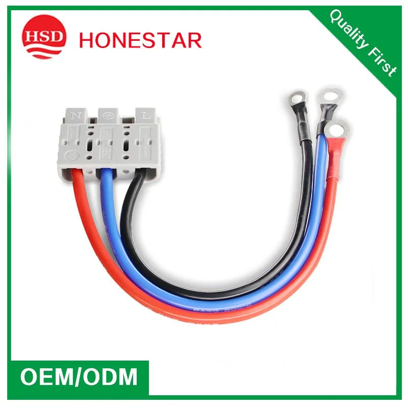 Red Black Blue Cable 50A 3 Core Wire to O-Style Terminals Connection Wire